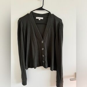 Ann Taylor loft green long sleeve button down sweater